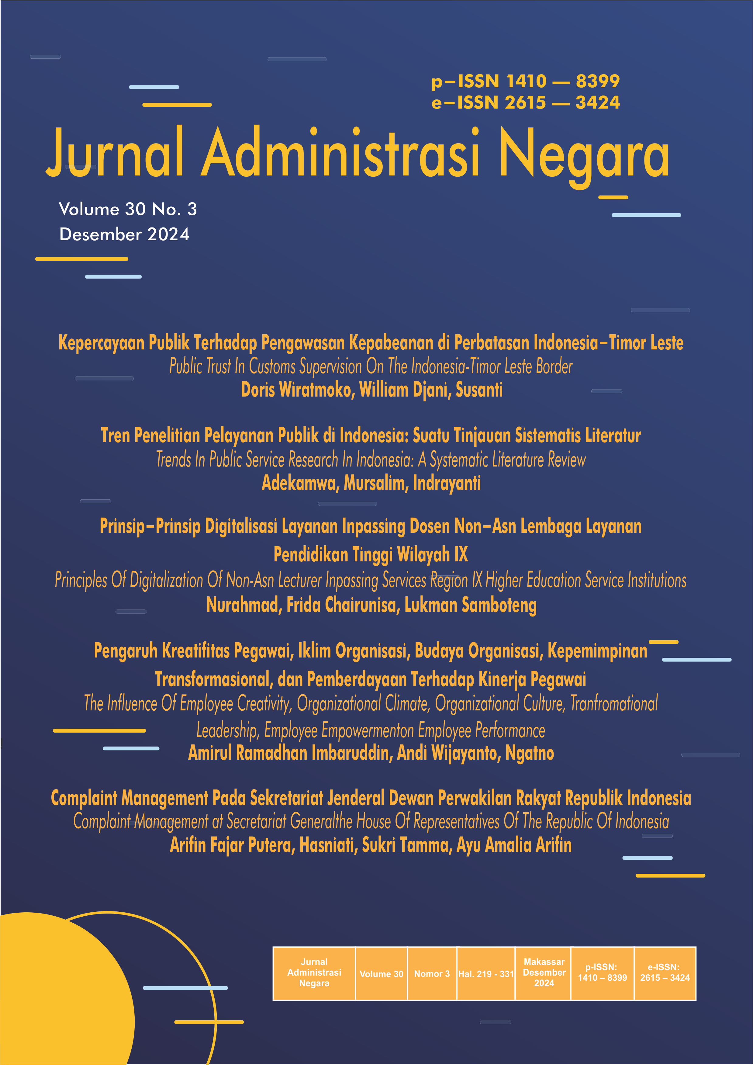 					View Vol. 30 No. 3 (2024): Jurnal Administrasi Negara
				